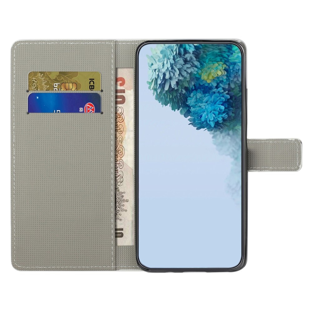 Étui portefeuille Samsung Galaxy A14, papillon bleu