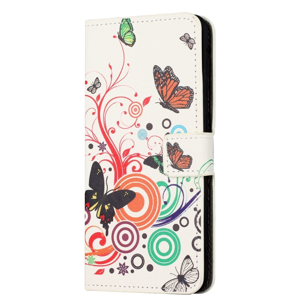 Étui portefeuille Samsung Galaxy A14, papillon blanc