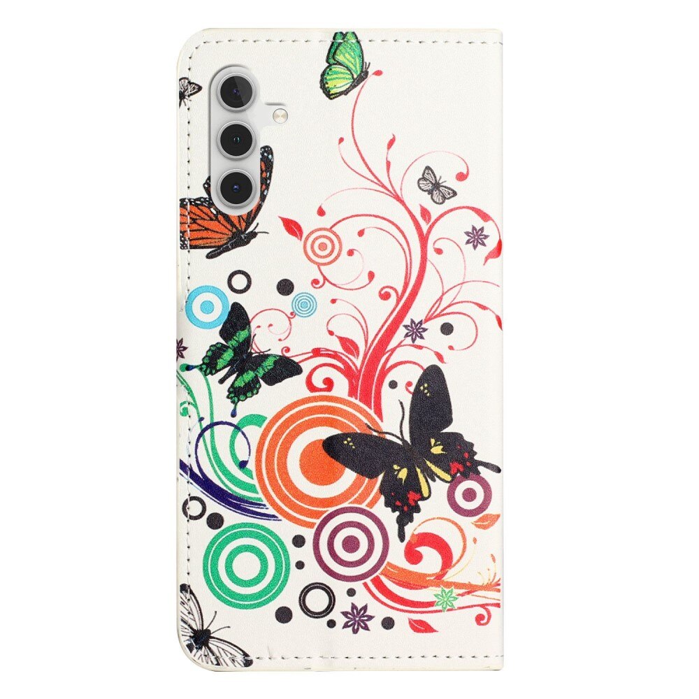 Étui portefeuille Samsung Galaxy A14, papillon blanc
