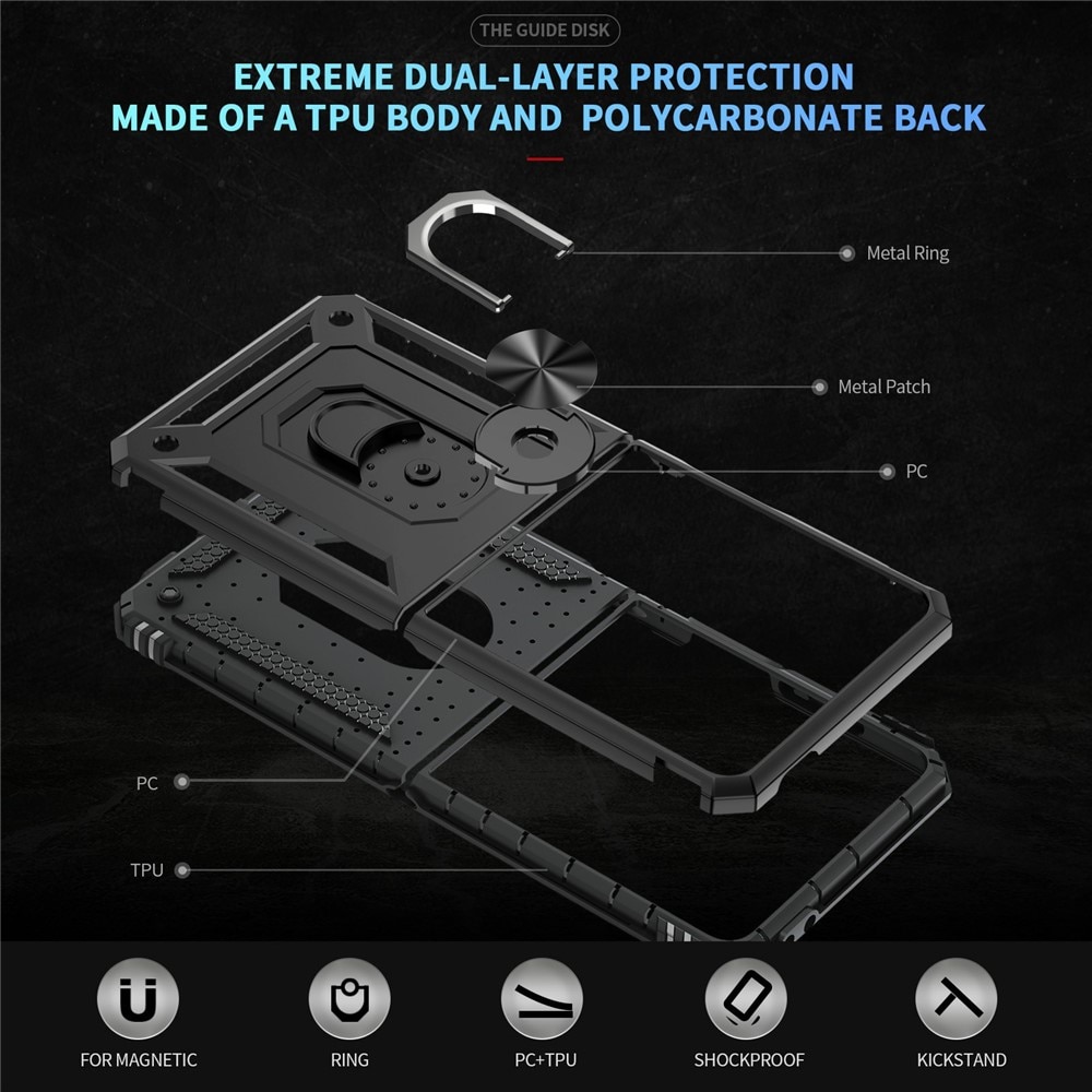 Coque hybride Tech Ring Samsung Galaxy Z Flip 7, noir