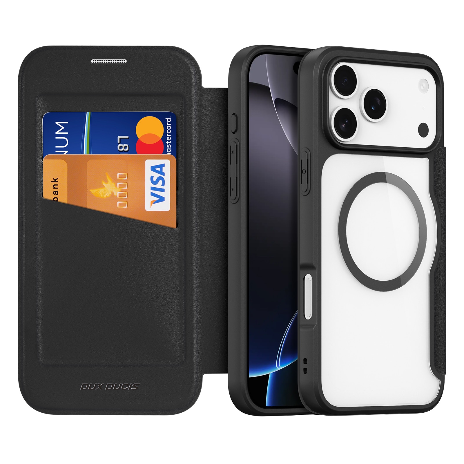 Étui portefeuille Skin X Pro MagSafe iPhone 17 Pro, Noir