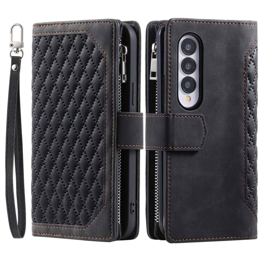 Étui portefeuille matelassée pour Samsung Galaxy Z Fold 4, Noir
