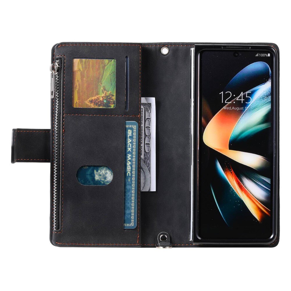 Étui portefeuille matelassée pour Samsung Galaxy Z Fold 4, Noir