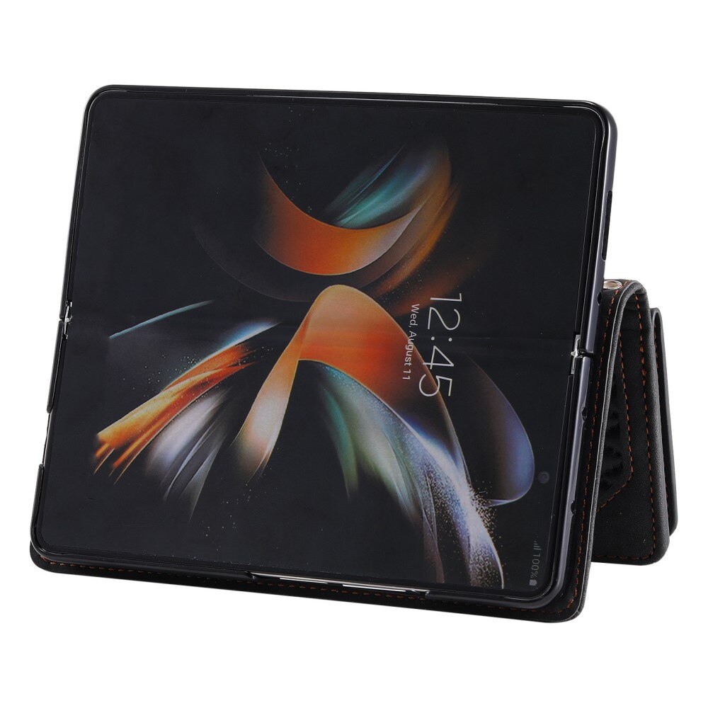 Étui portefeuille matelassée pour Samsung Galaxy Z Fold 4, Noir
