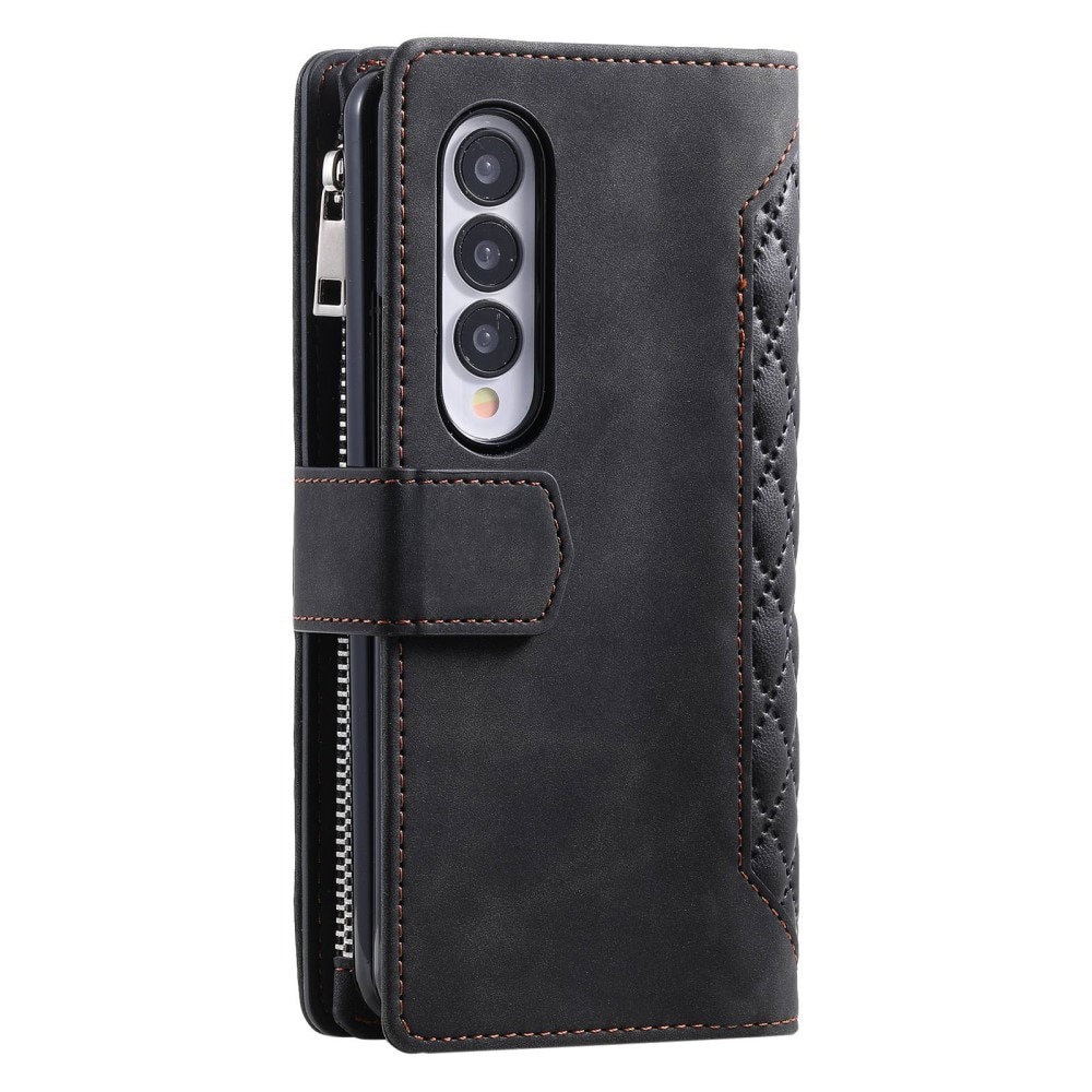 Étui portefeuille matelassée pour Samsung Galaxy Z Fold 4, Noir