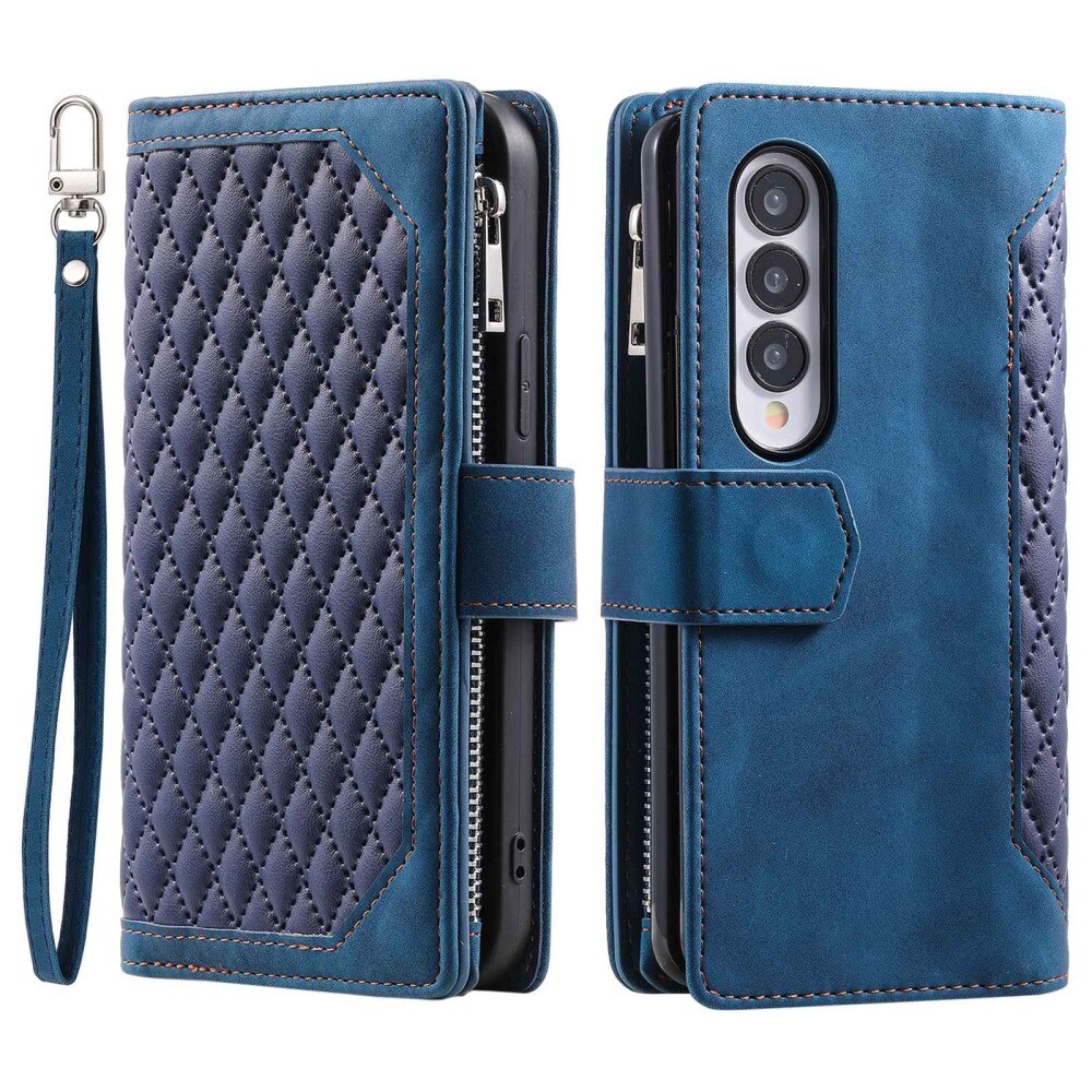 Étui portefeuille matelassée pour Samsung Galaxy Z Fold 4, Bleu