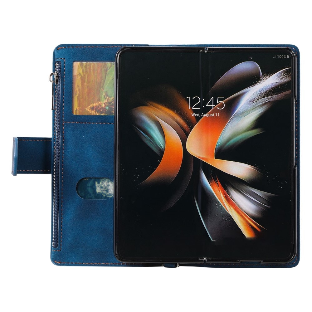 Étui portefeuille matelassée pour Samsung Galaxy Z Fold 4, bleu