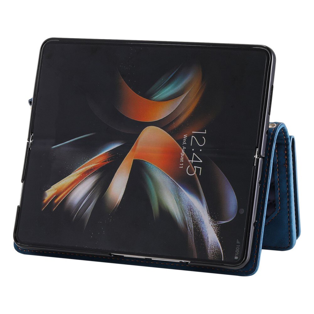 Étui portefeuille matelassée pour Samsung Galaxy Z Fold 4, Bleu