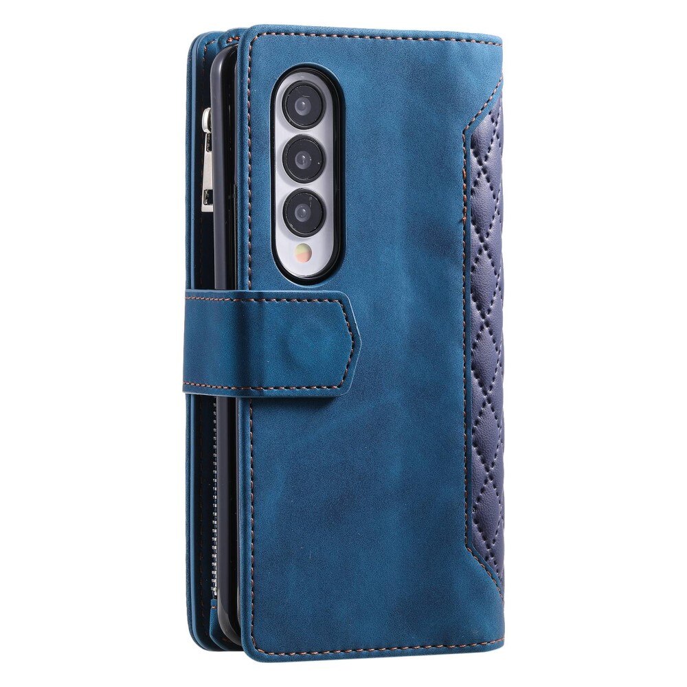Étui portefeuille matelassée pour Samsung Galaxy Z Fold 4, Bleu