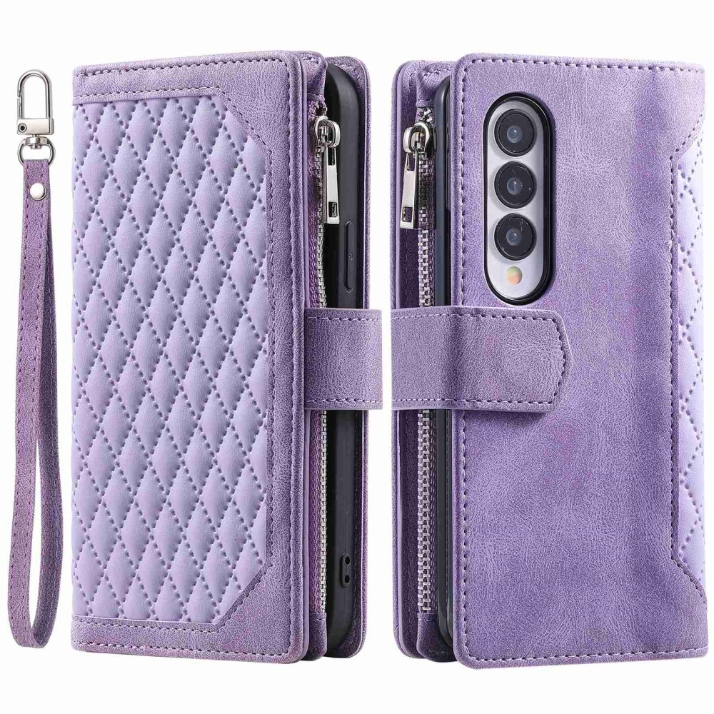 Étui portefeuille matelassée pour Samsung Galaxy Z Fold 4, violet