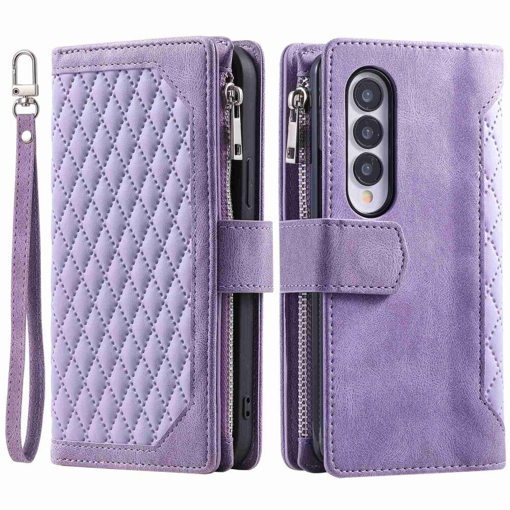 Étui portefeuille matelassée pour Samsung Galaxy Z Fold 4, Violet