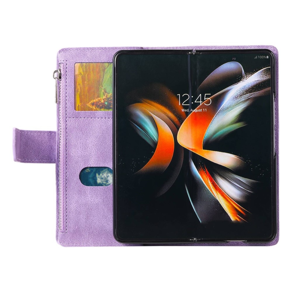 Étui portefeuille matelassée pour Samsung Galaxy Z Fold 4, violet
