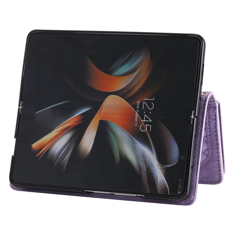 Étui portefeuille matelassée pour Samsung Galaxy Z Fold 4, Violet