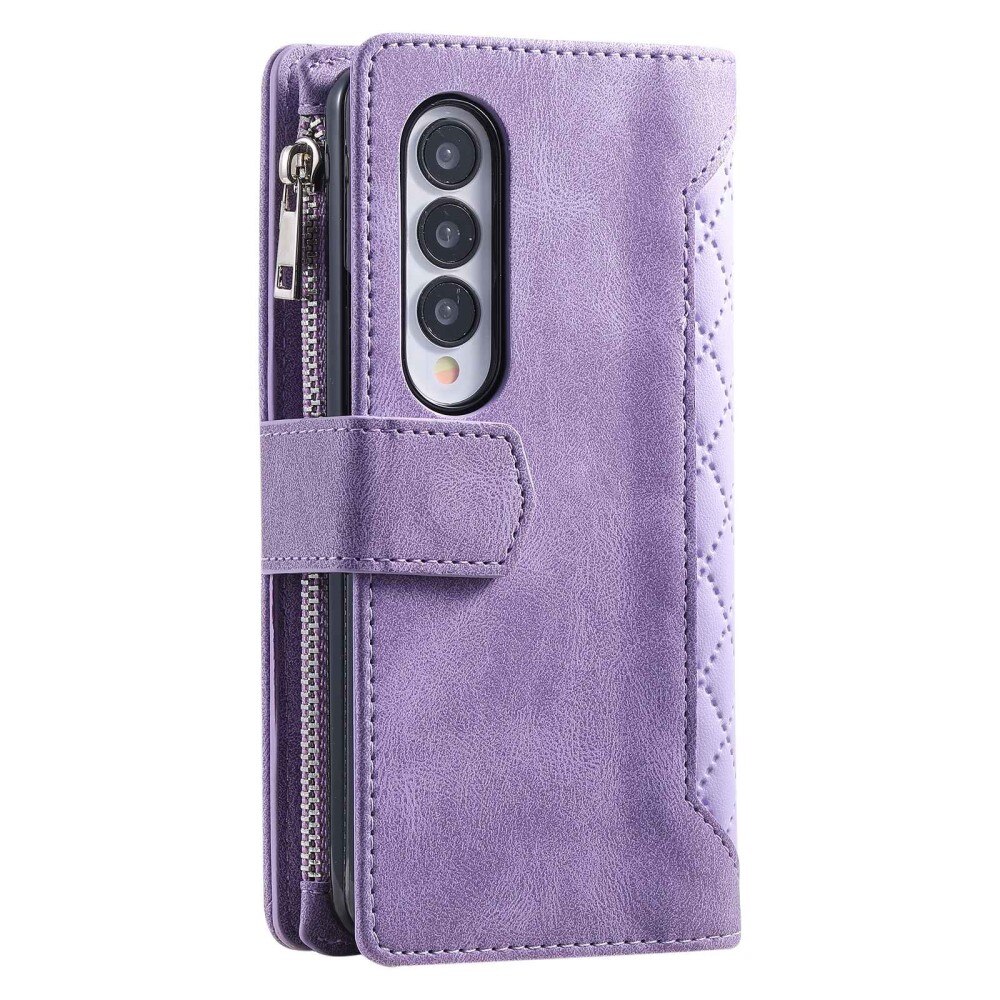 Étui portefeuille matelassée pour Samsung Galaxy Z Fold 4, violet