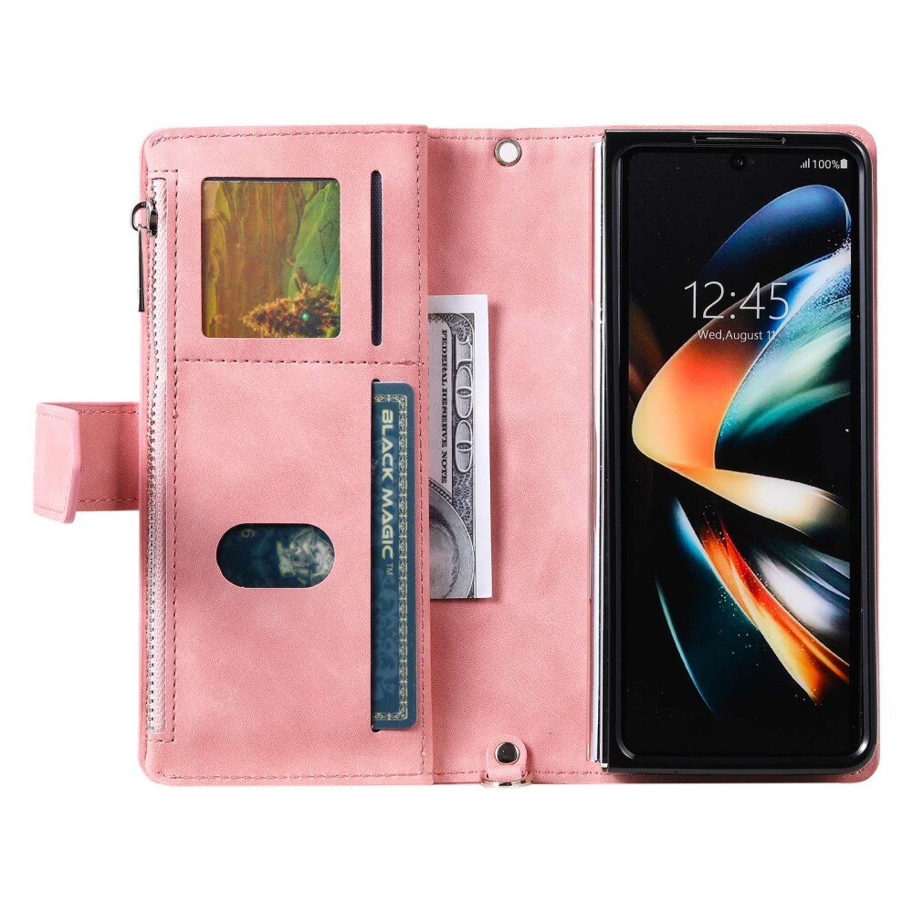 Étui portefeuille matelassée pour Samsung Galaxy Z Fold 4, rose