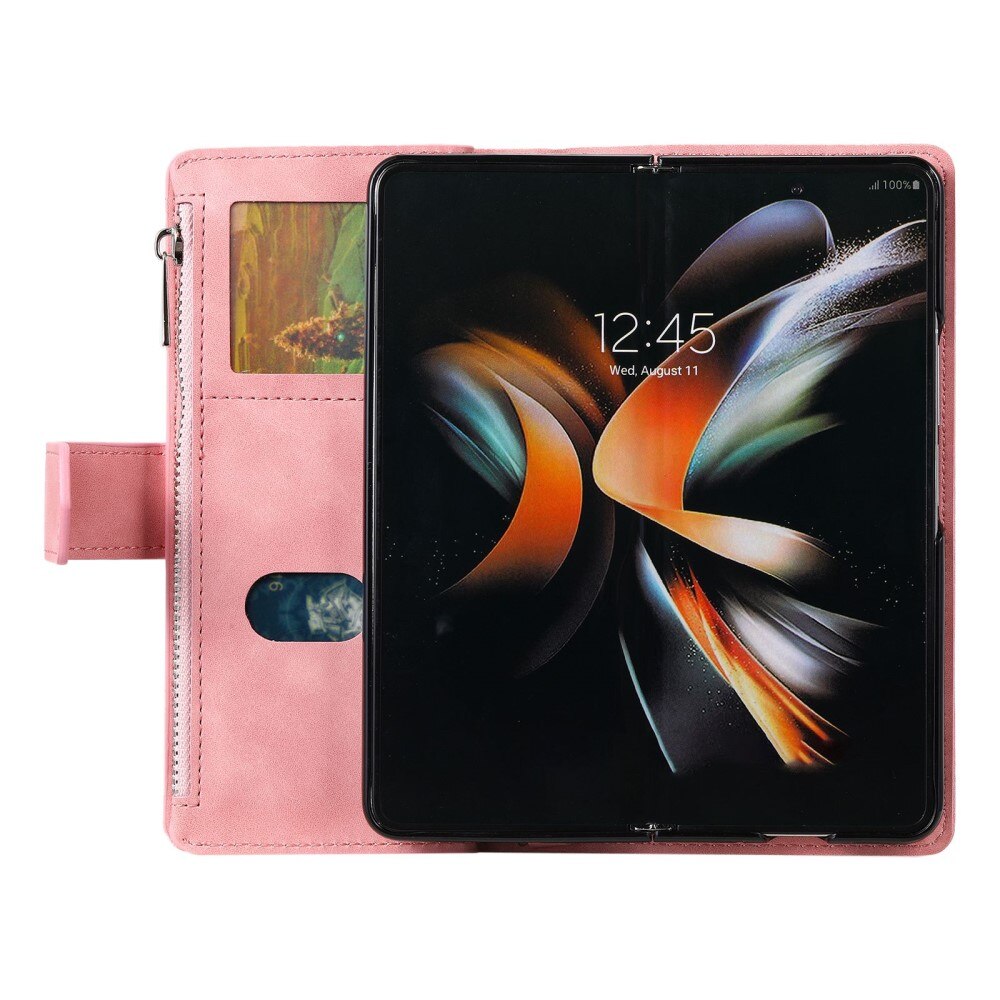 Étui portefeuille matelassée pour Samsung Galaxy Z Fold 4, Rose