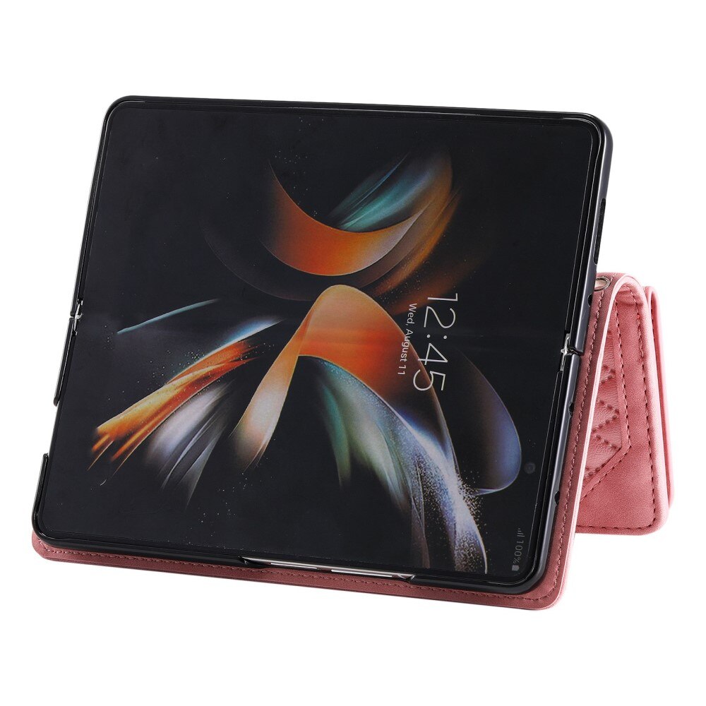 Étui portefeuille matelassée pour Samsung Galaxy Z Fold 4, Rose