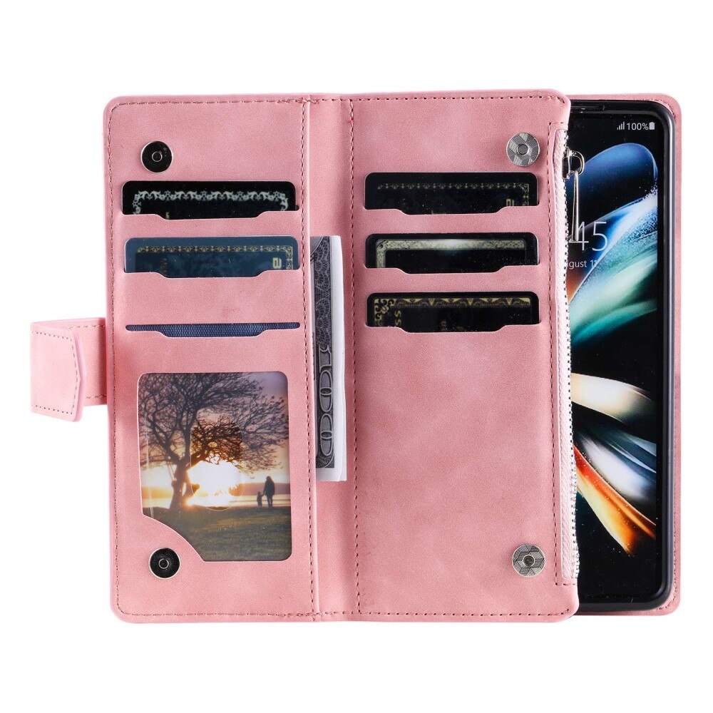 Étui portefeuille matelassée pour Samsung Galaxy Z Fold 4, Rose