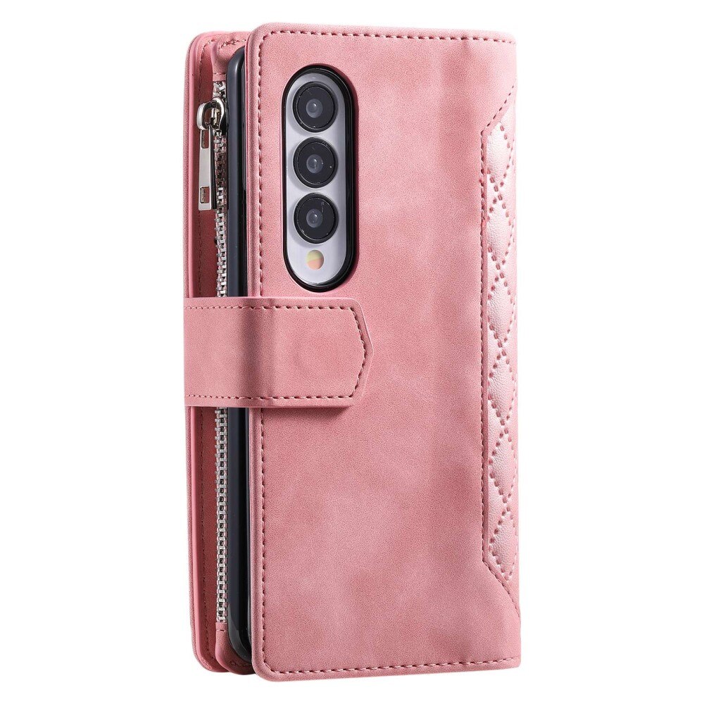 Étui portefeuille matelassée pour Samsung Galaxy Z Fold 4, Rose