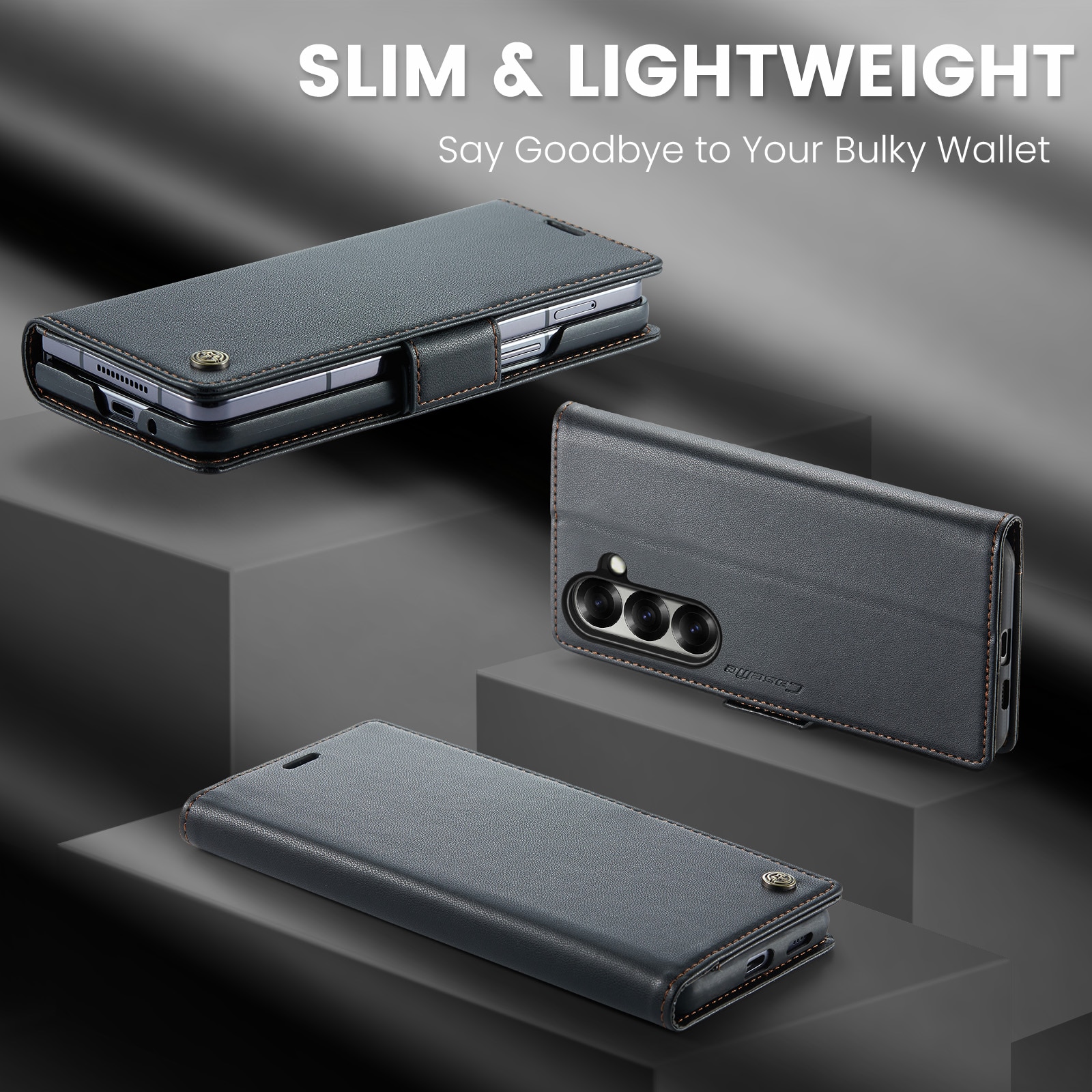 Étui portefeuille mince anti-RFID Samsung Galaxy Z Fold 7, noir
