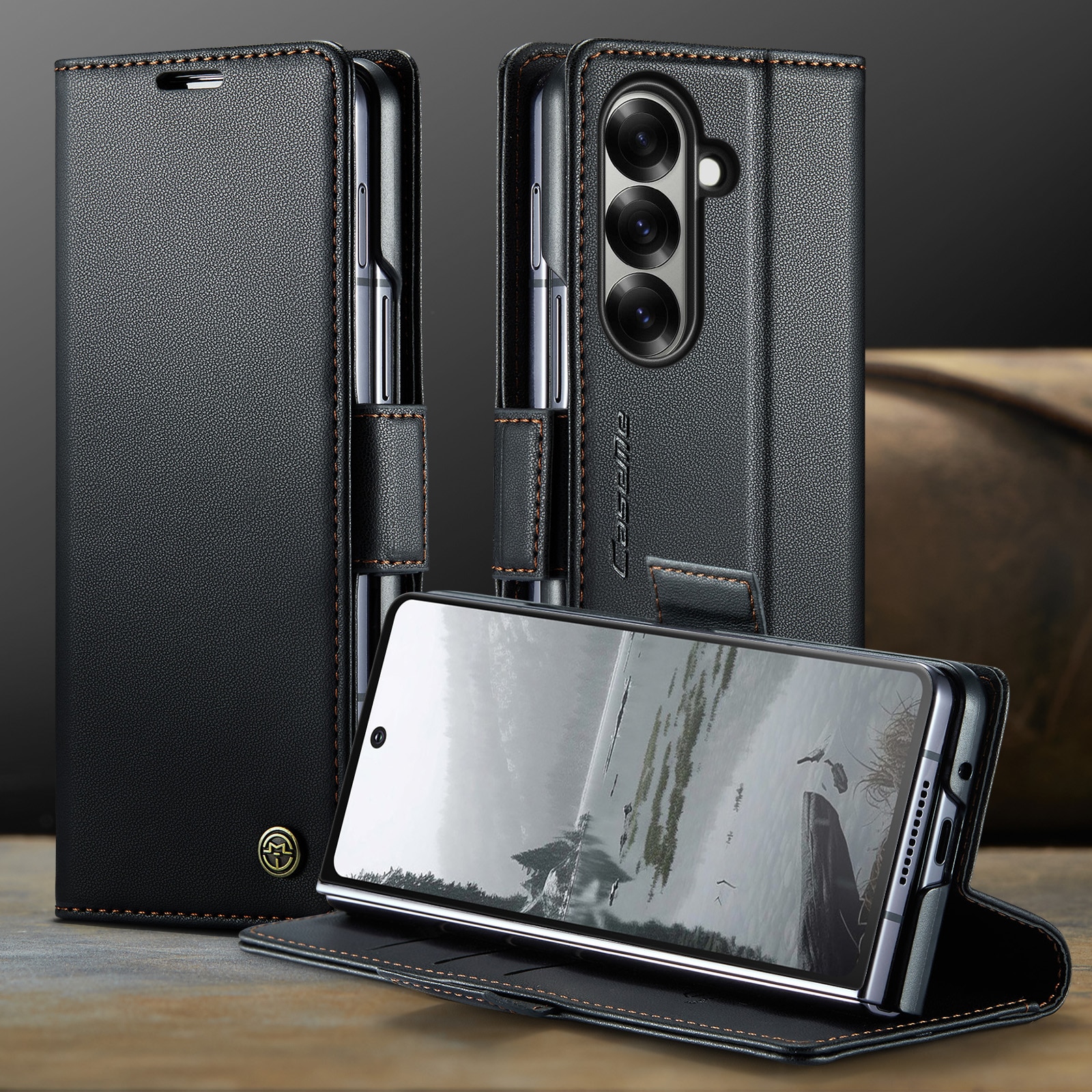 Étui portefeuille mince anti-RFID Samsung Galaxy Z Fold 7, noir