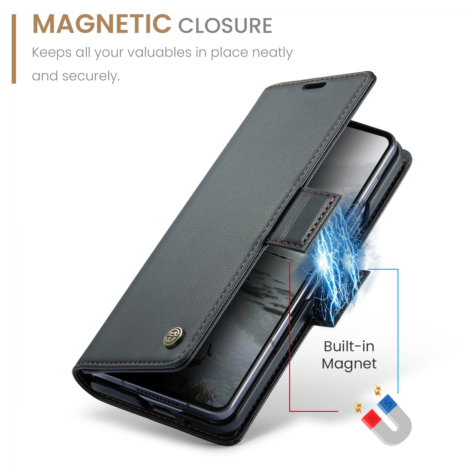 Étui portefeuille mince anti-RFID Samsung Galaxy Z Fold 7, noir