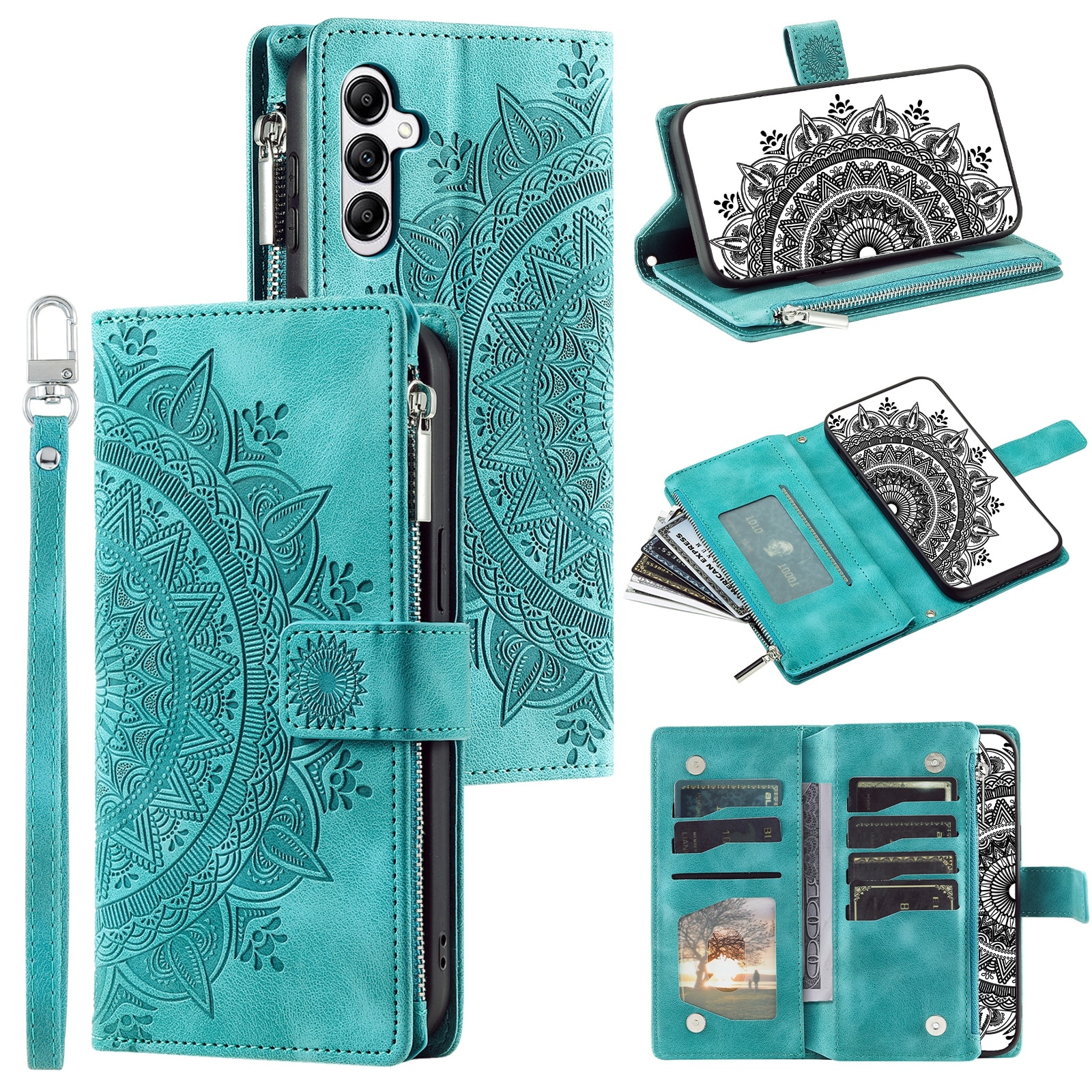 Étui portefeuille Mandala Samsung Galaxy S25 FE, Vert