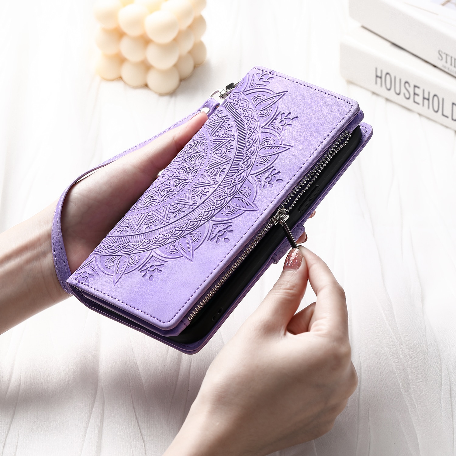 Étui portefeuille Mandala Samsung Galaxy S25 FE, Violet