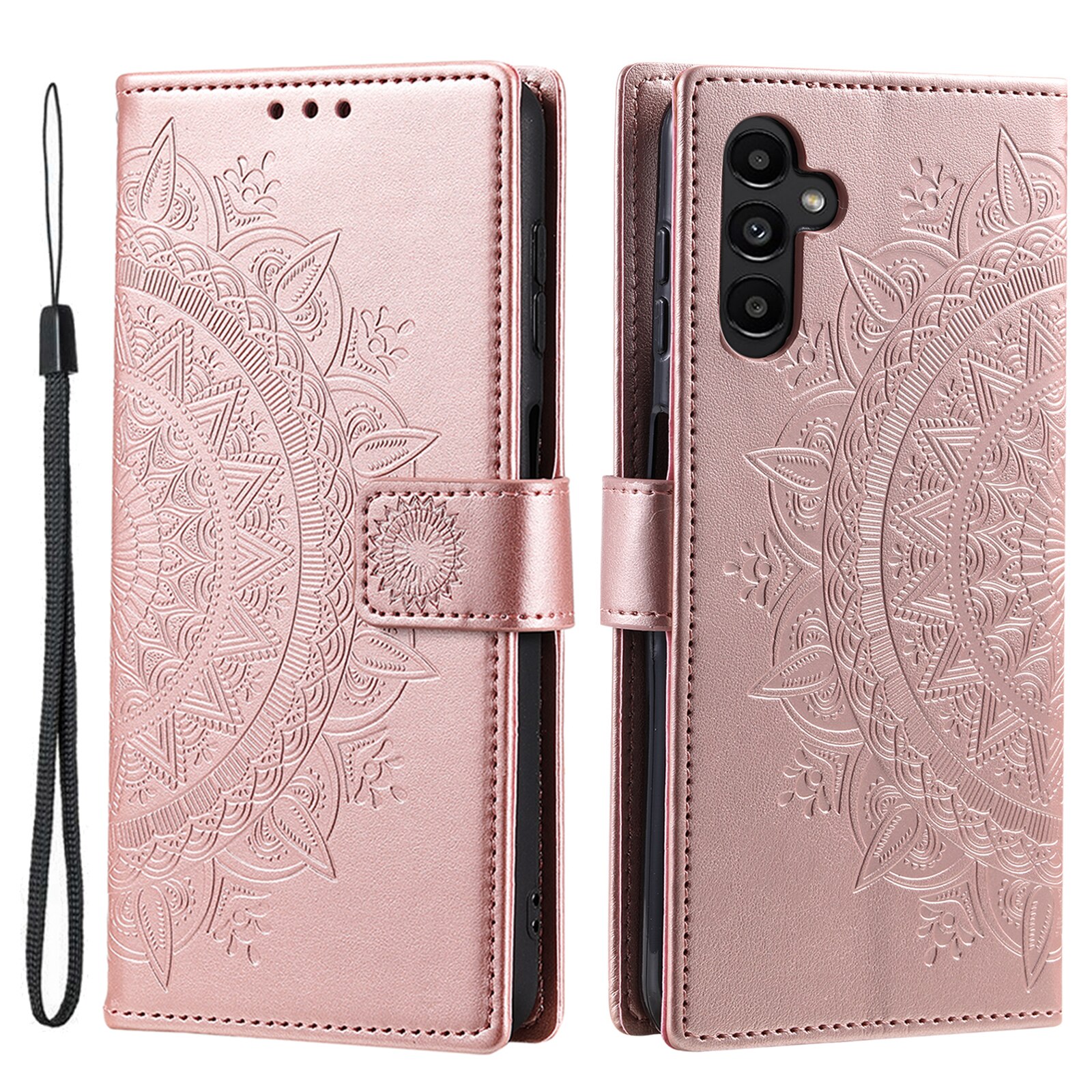 Étui en cuir Mandala Samsung Galaxy S25 FE, Or rose