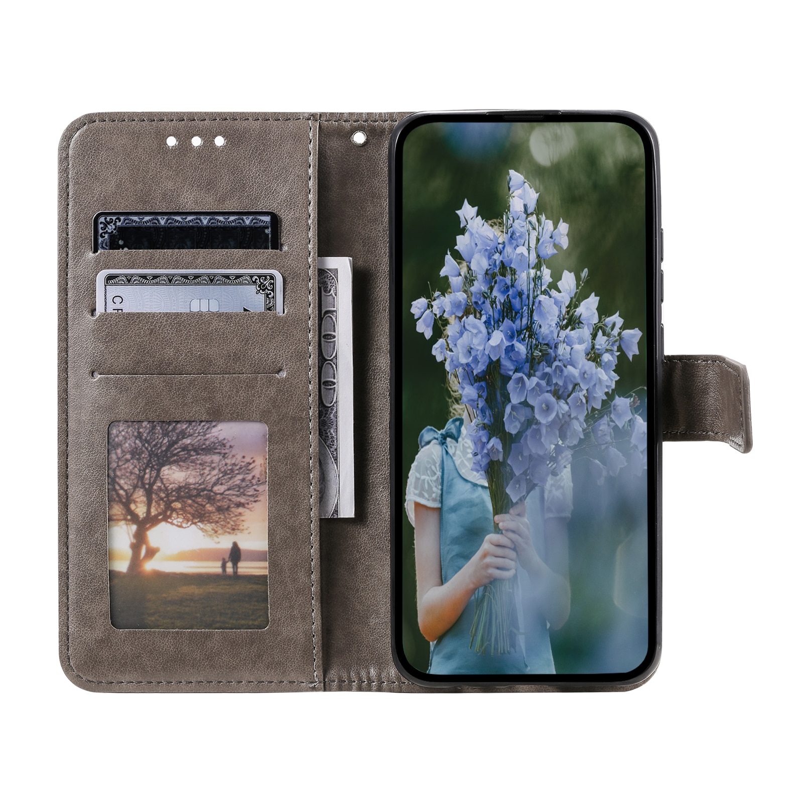 Étui en cuir Mandala Samsung Galaxy S25 FE, Gris