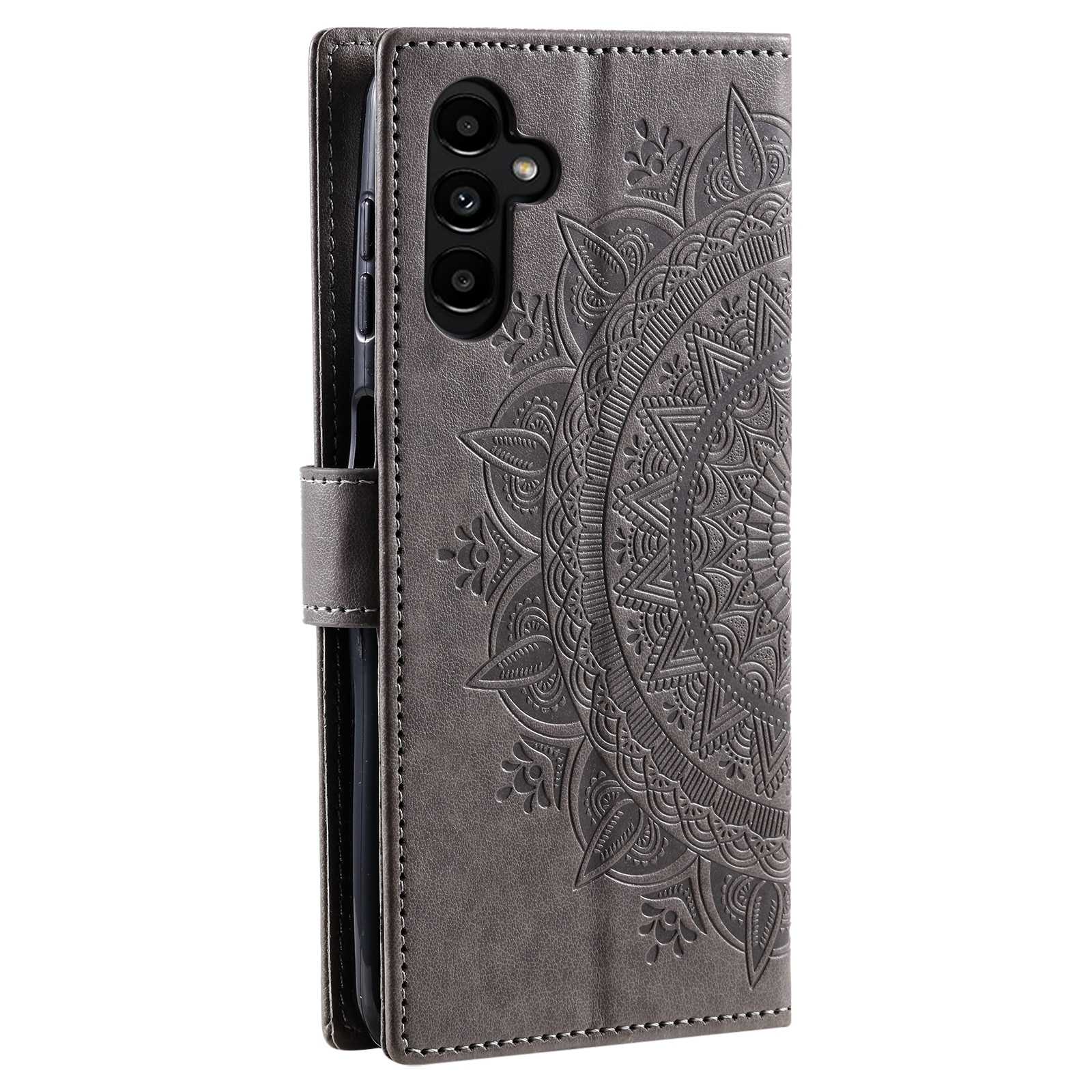 Étui en cuir Mandala Samsung Galaxy S25 FE, Gris