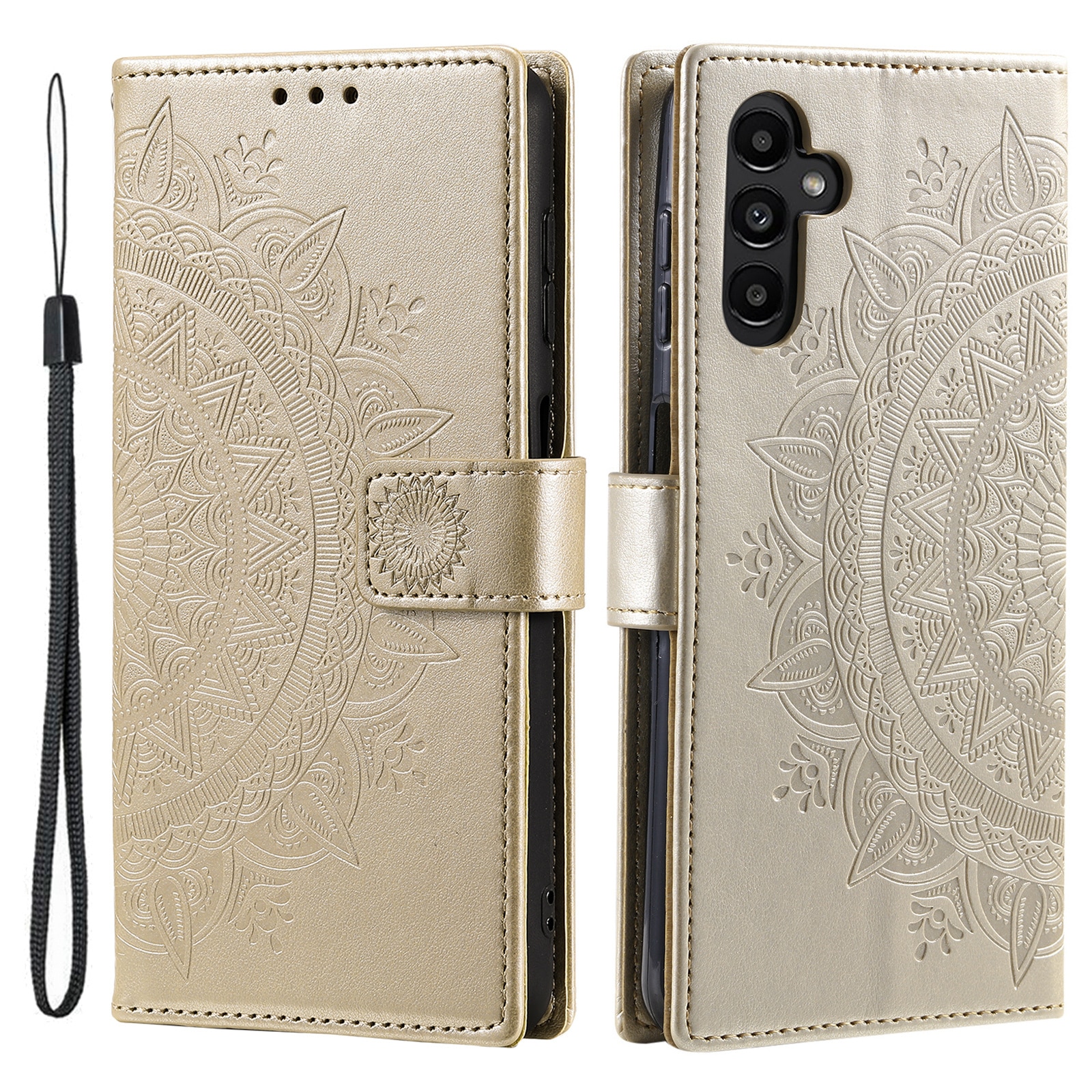 Étui en cuir Mandala Samsung Galaxy S25 FE, Or