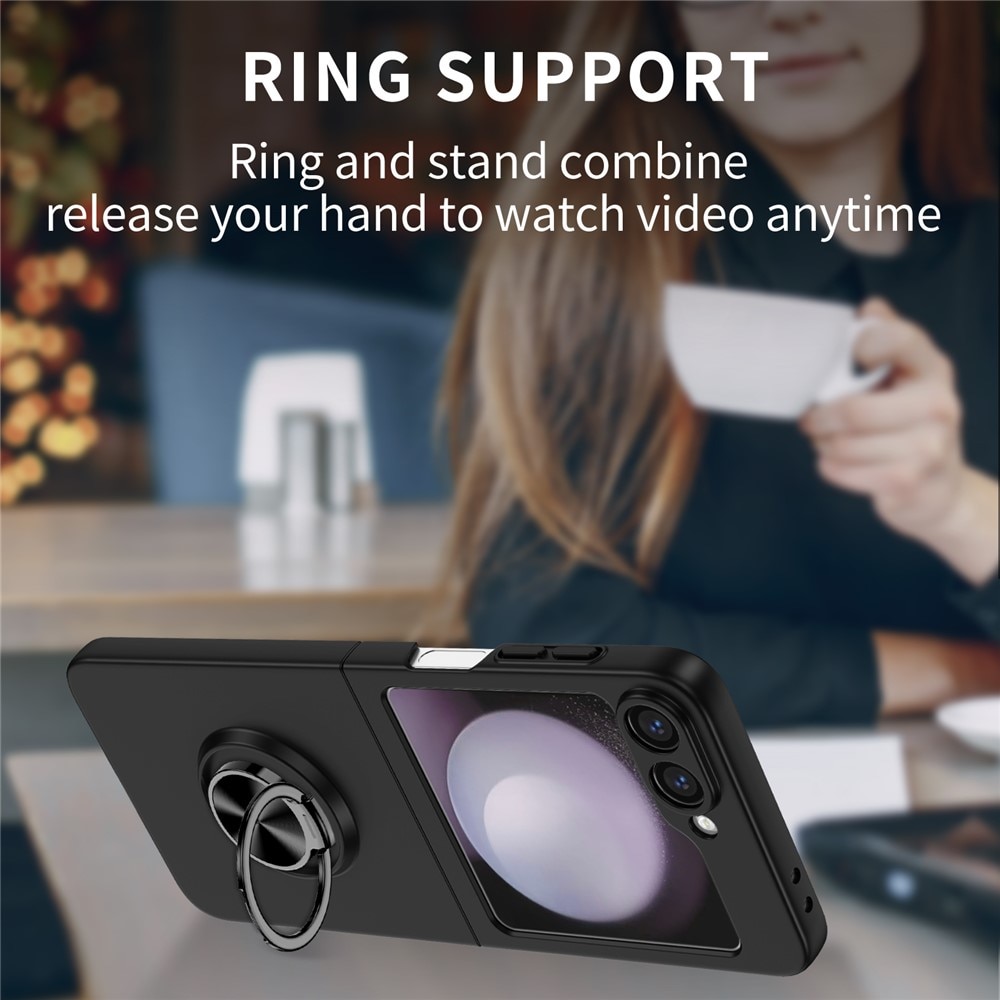 Coque magnétique avec porte-bague Samsung Galaxy Z Flip 7, noir