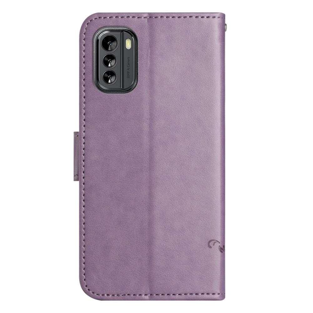 Étui en cuir à papillons pour Nokia G60, violet