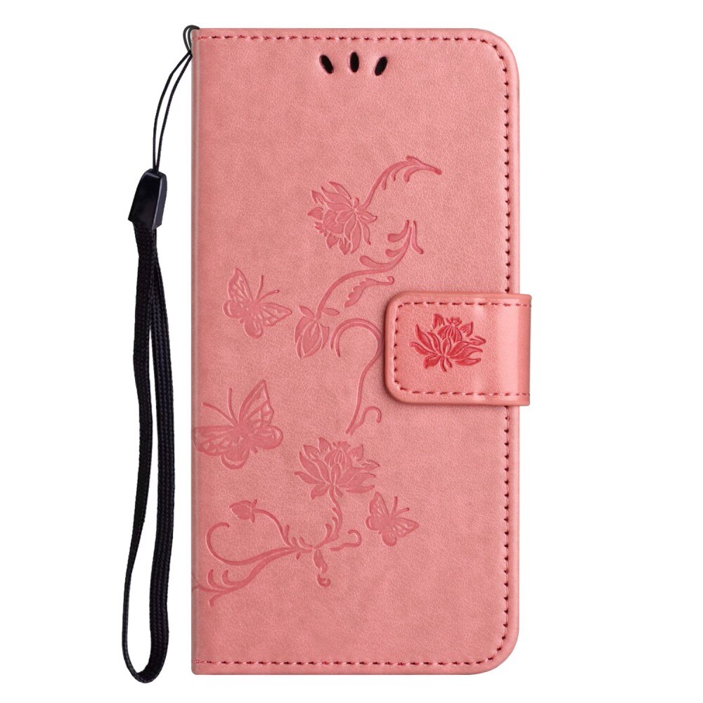 Étui en cuir à papillons pour  Nokia G60, Rose