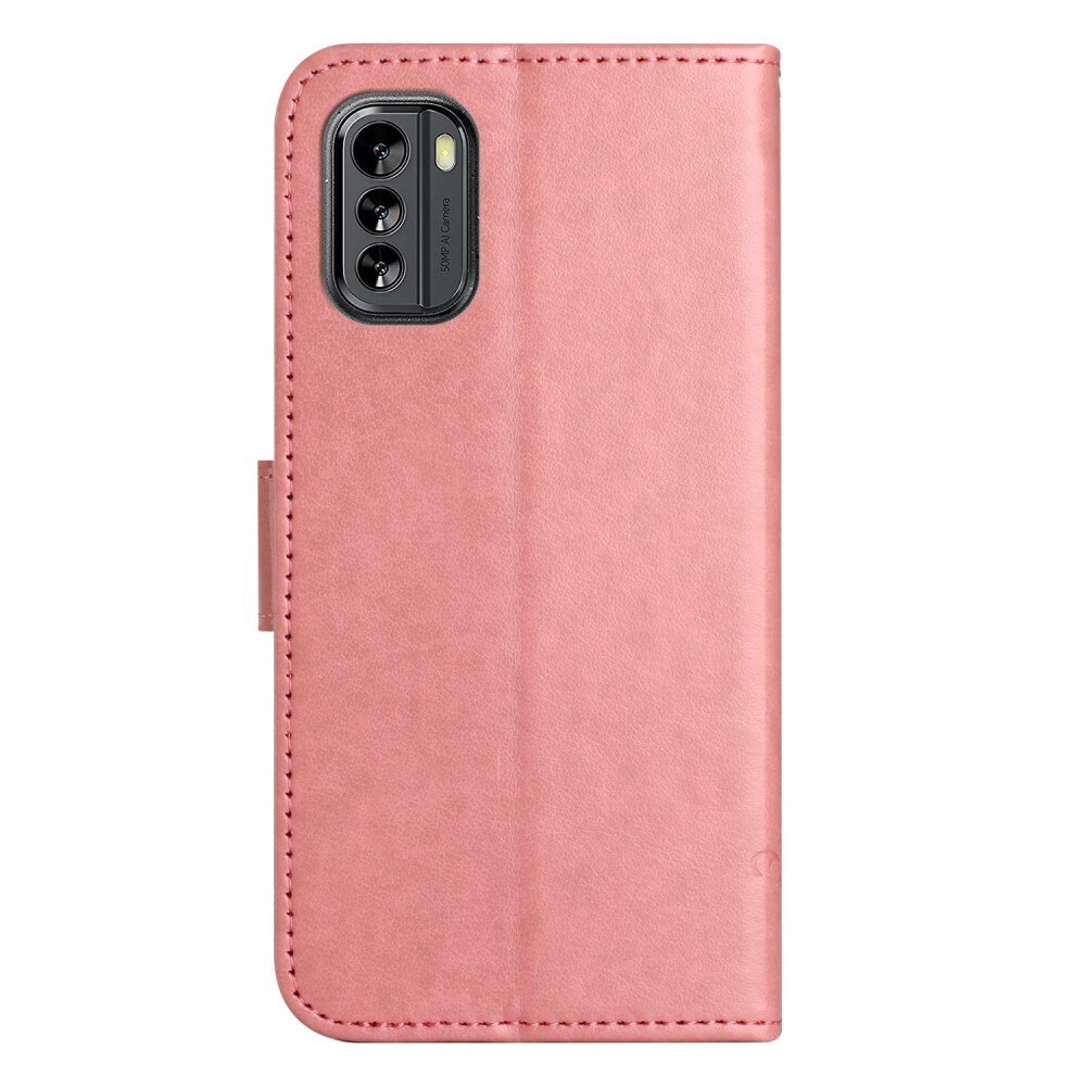 Étui en cuir à papillons pour Nokia G60, rose