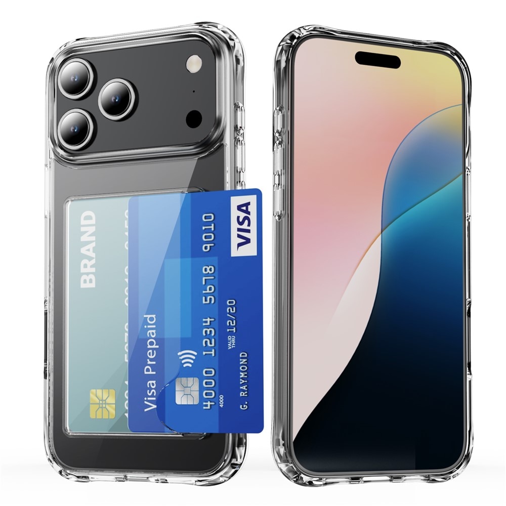 Coque hybride à cartes iPhone 17 Pro Max, Transparent