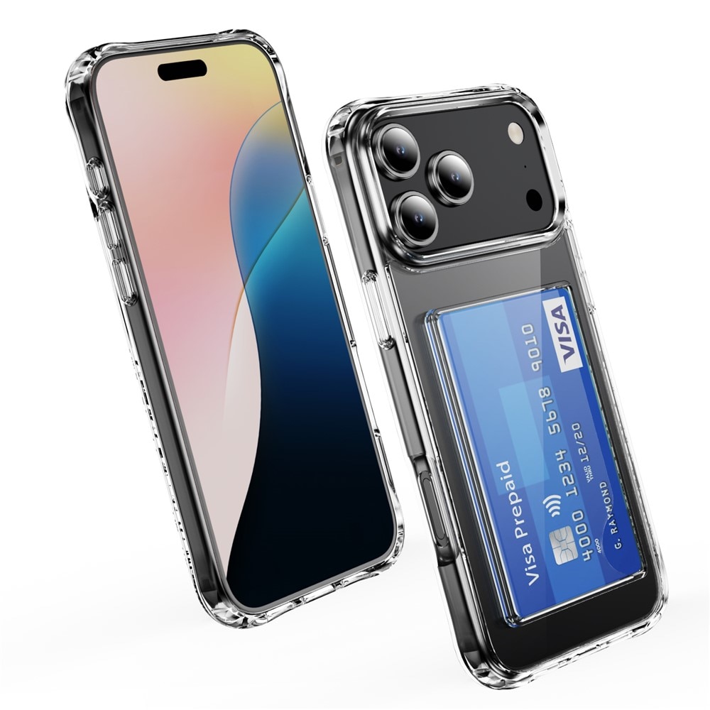 Coque hybride à cartes iPhone 17 Pro Max, Transparent
