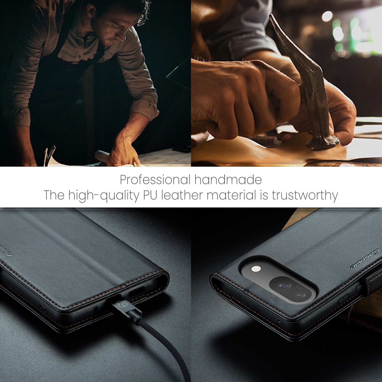 Étui portefeuille mince anti-RFID Google Pixel 10 Pro, Noir