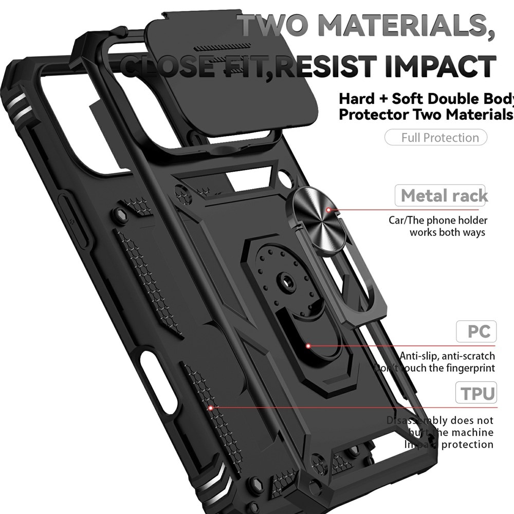 Coque Hybride Ring avec Protège Caméra iPhone 17 Pro, Noir