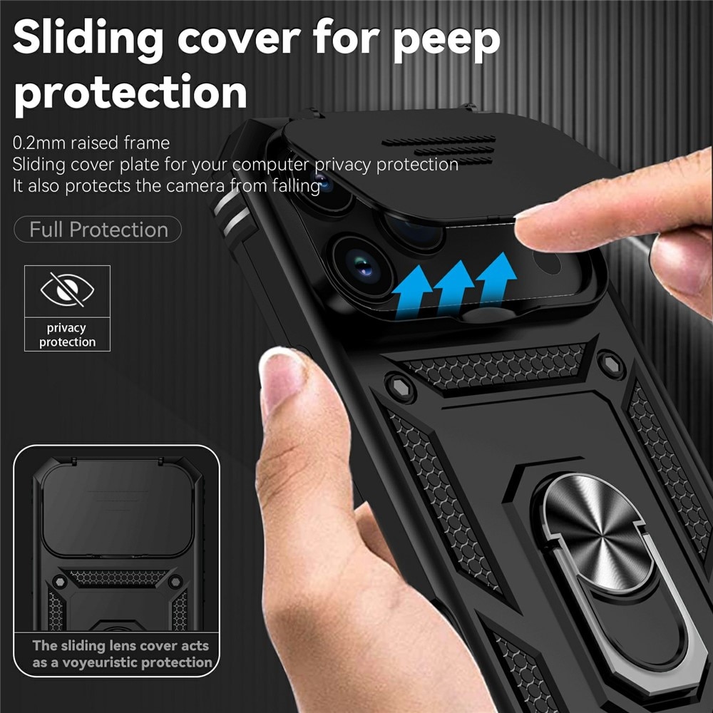 Coque Hybride Ring avec Protège Caméra iPhone 17 Pro, Noir