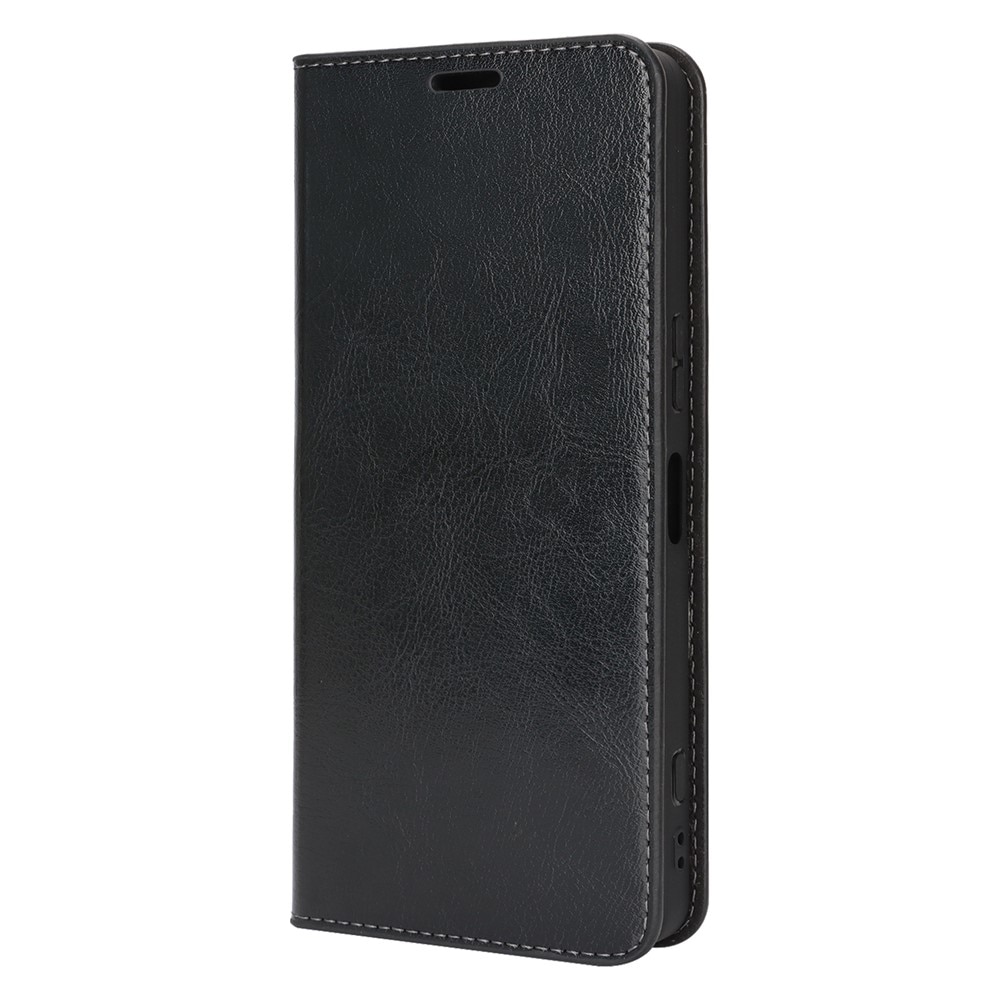 Coque portefeuille en cuir Veritable Sony Xperia 1 VII, Noir