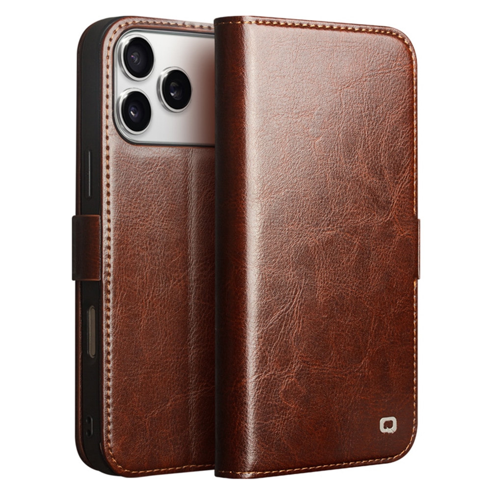 Leather Wallet Case iPhone 17 Pro Max, Marron