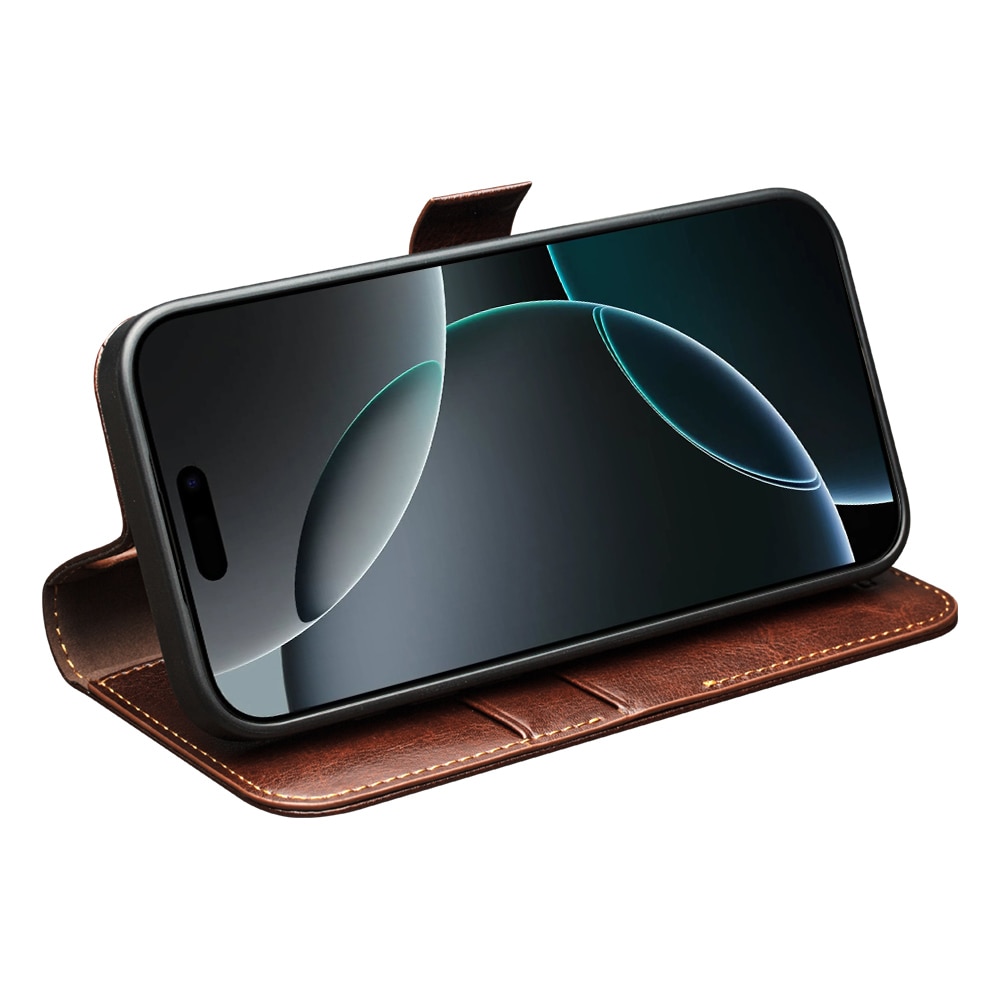 Leather Wallet Case iPhone 17 Pro Max, Marron