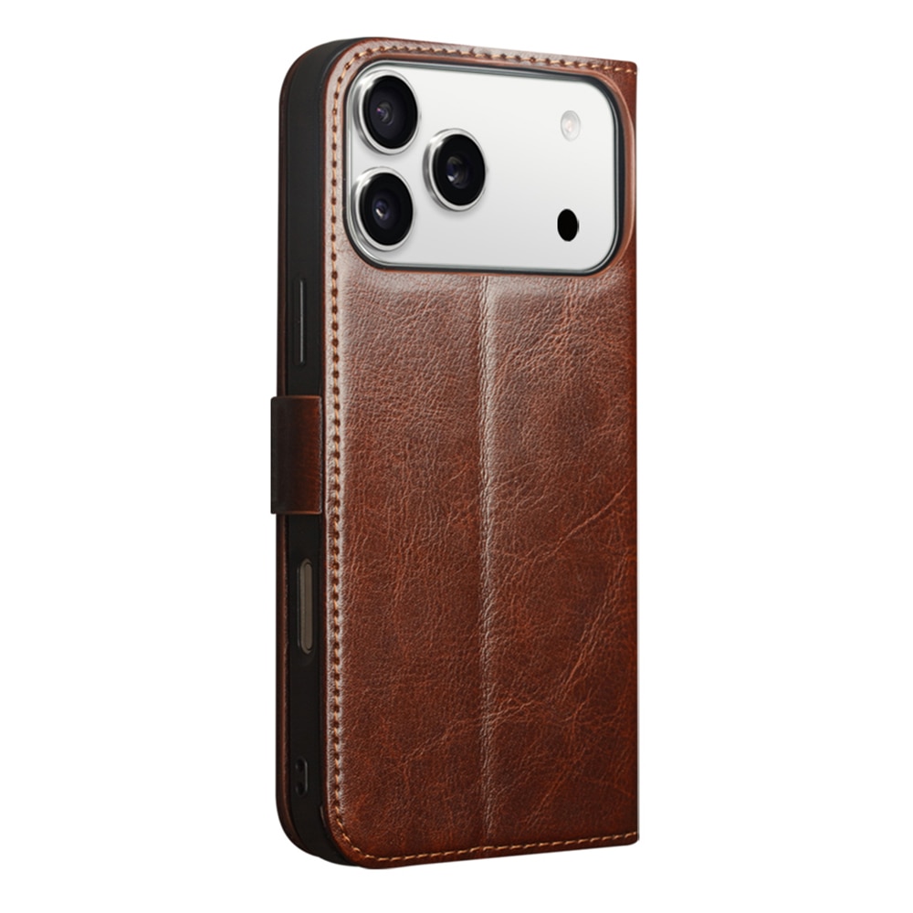 Leather Wallet Case iPhone 17 Pro Max, Marron