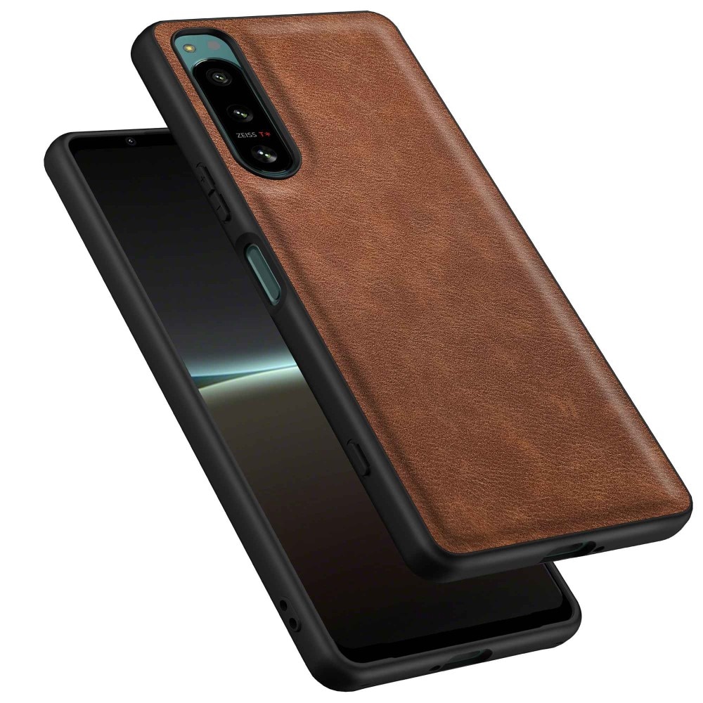 Coque en Cuir Sony Xperia 5 IV Marron