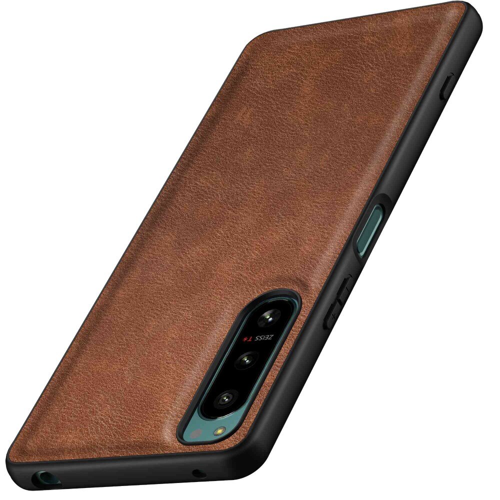 Coque en Cuir Sony Xperia 5 IV Marron