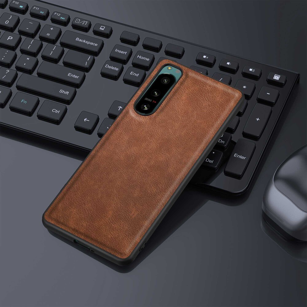 Coque en Cuir Sony Xperia 5 IV Marron