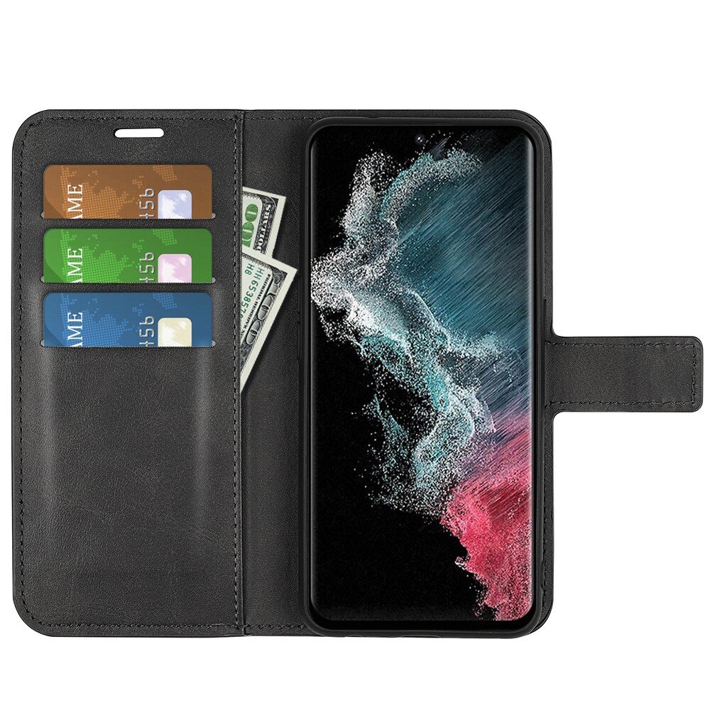 Étui portefeuille Leather Wallet Samsung Galaxy S23 Ultra, Black
