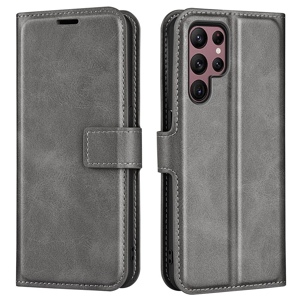 Étui portefeuille Leather Wallet Samsung Galaxy S23 Ultra, Grey